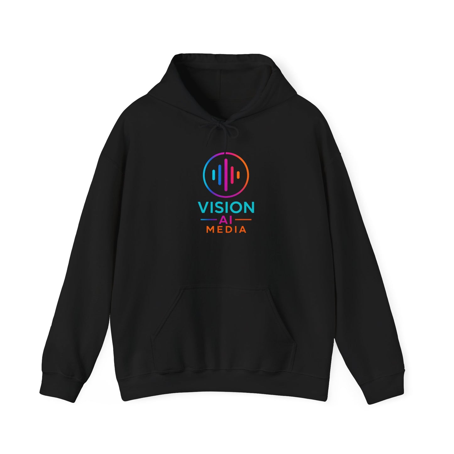 Vision AI Media Hoodie — Colorful Tech Logo Pullover